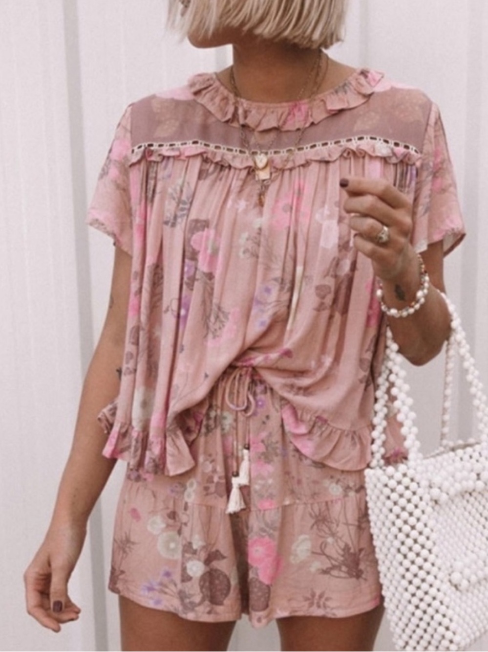 Spell "SET" Wild Bloom Blouse and Shorts Size M